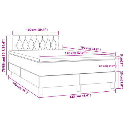 Giroletto a Molle con Materasso Tortora 120x190 cm in Tessuto | homemem39