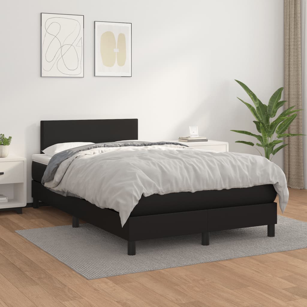 Giroletto a Molle con Materasso Nero 120x190 cm in Similpelle | homemem39