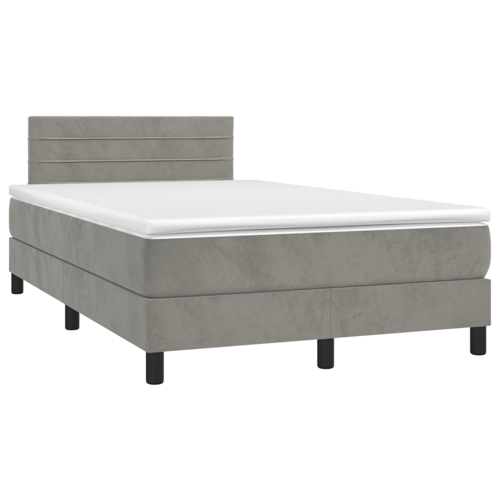Giroletto a Molle con Materasso Grigio Chiaro 120x190cm Velluto | homemem39