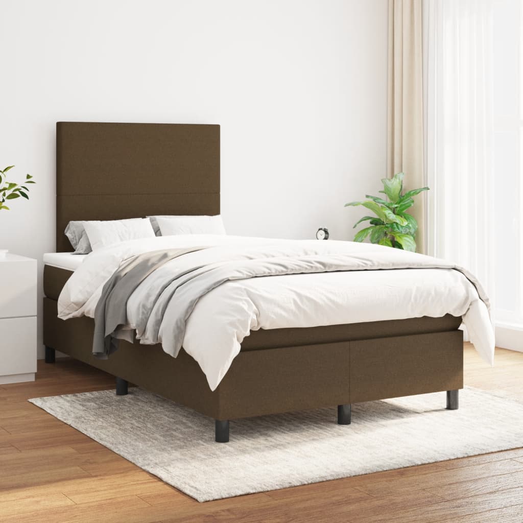 Giroletto a Molle con Materasso Marrone Scuro 120x190cm Tessuto | homemem39