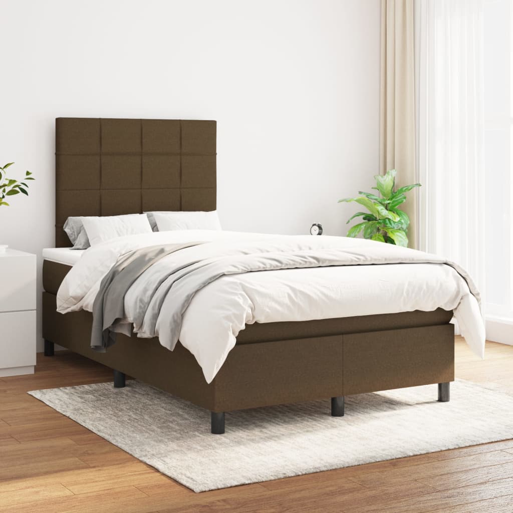 Giroletto a Molle con Materasso Marrone Scuro 120x190cm Tessuto | homemem39
