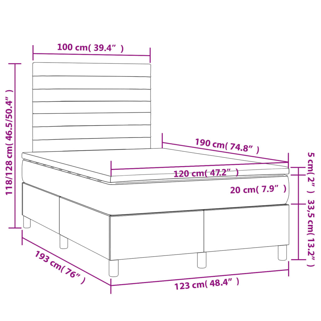 Giroletto a Molle con Materasso Blu 120x190 cm in Tessuto | homemem39