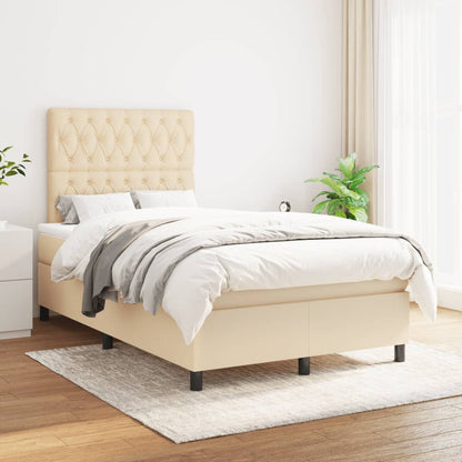 Giroletto a Molle con Materasso Crema 120x190 cm in Tessuto