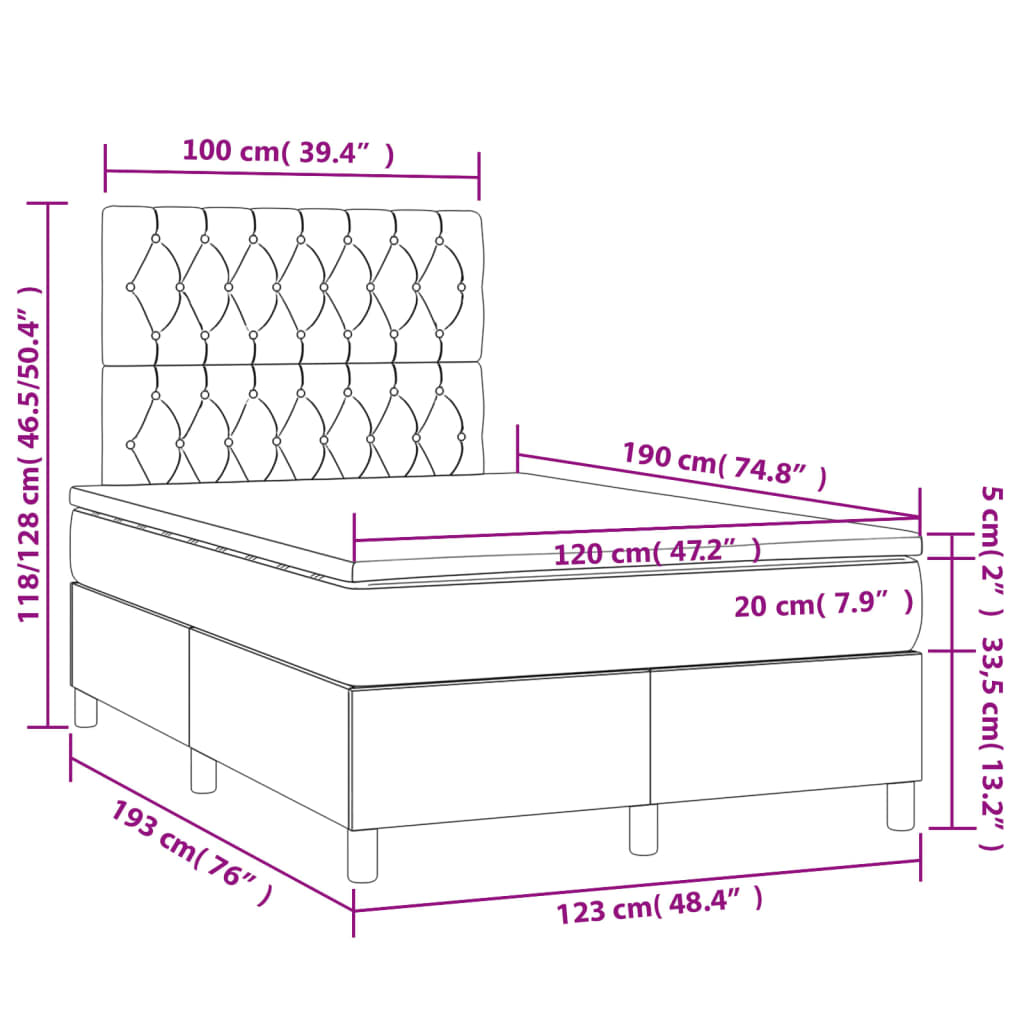 Giroletto a Molle con Materasso Blu 120x190 cm in Tessuto | homemem39