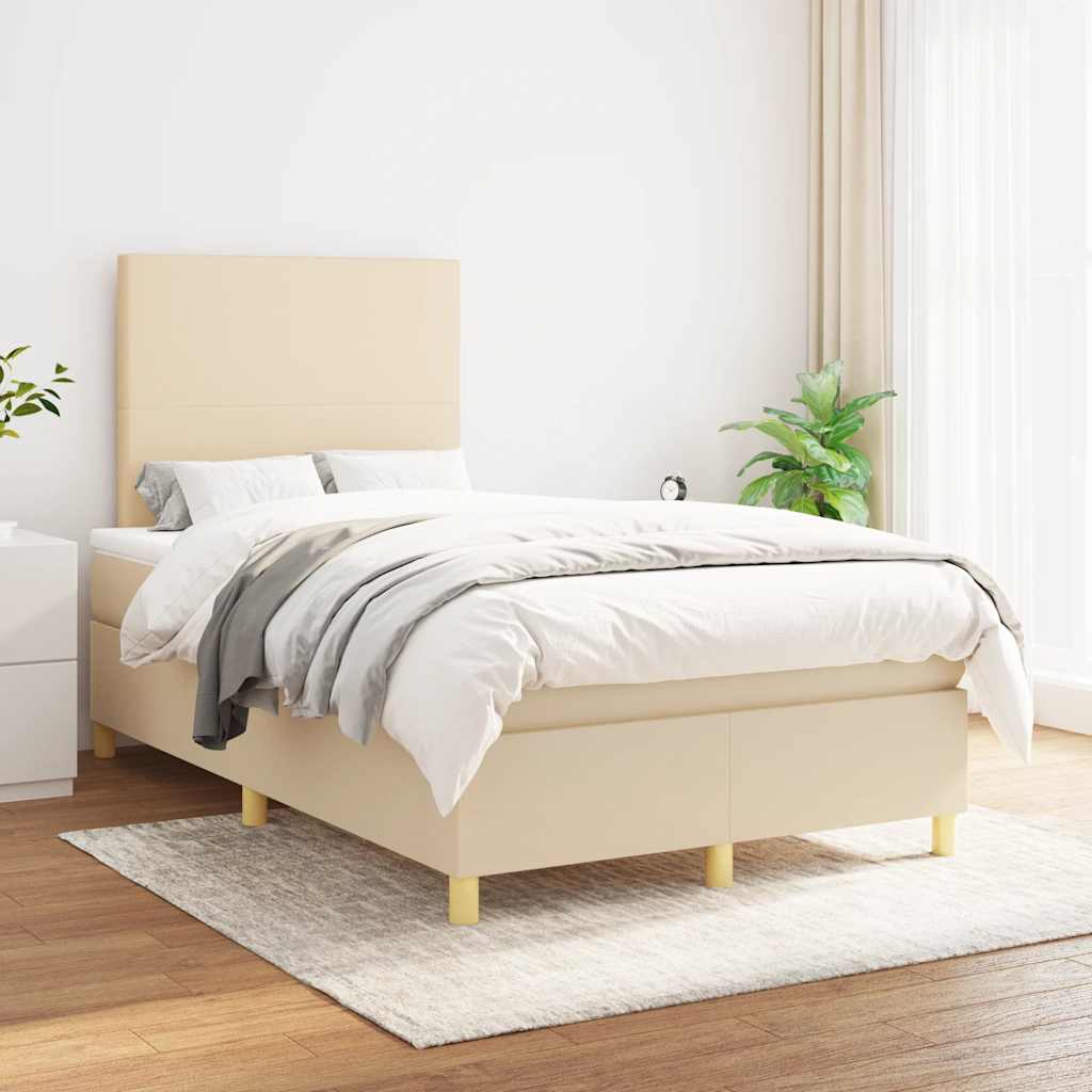 Giroletto a Molle con Materasso Crema 120x190 cm in Tessuto | homemem39