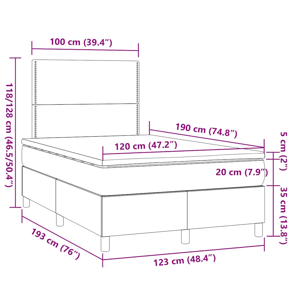 Giroletto a Molle con Materasso Marrone Scuro 120x190cm Tessuto | homemem39