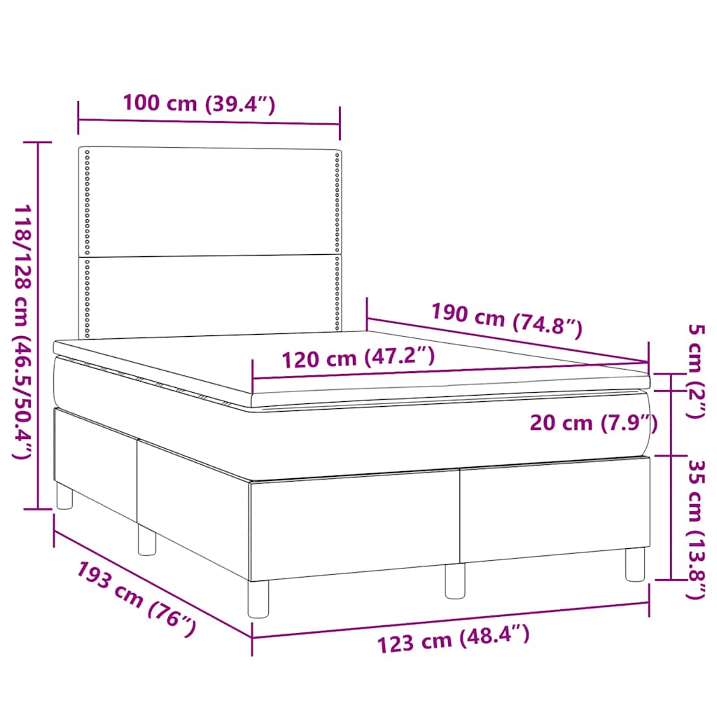Giroletto a Molle con Materasso Blu 120x190 cm in Tessuto | homemem39