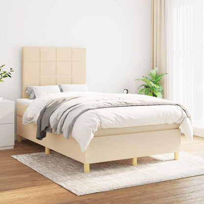 Giroletto a Molle con Materasso Crema 120x190 cm in Tessuto