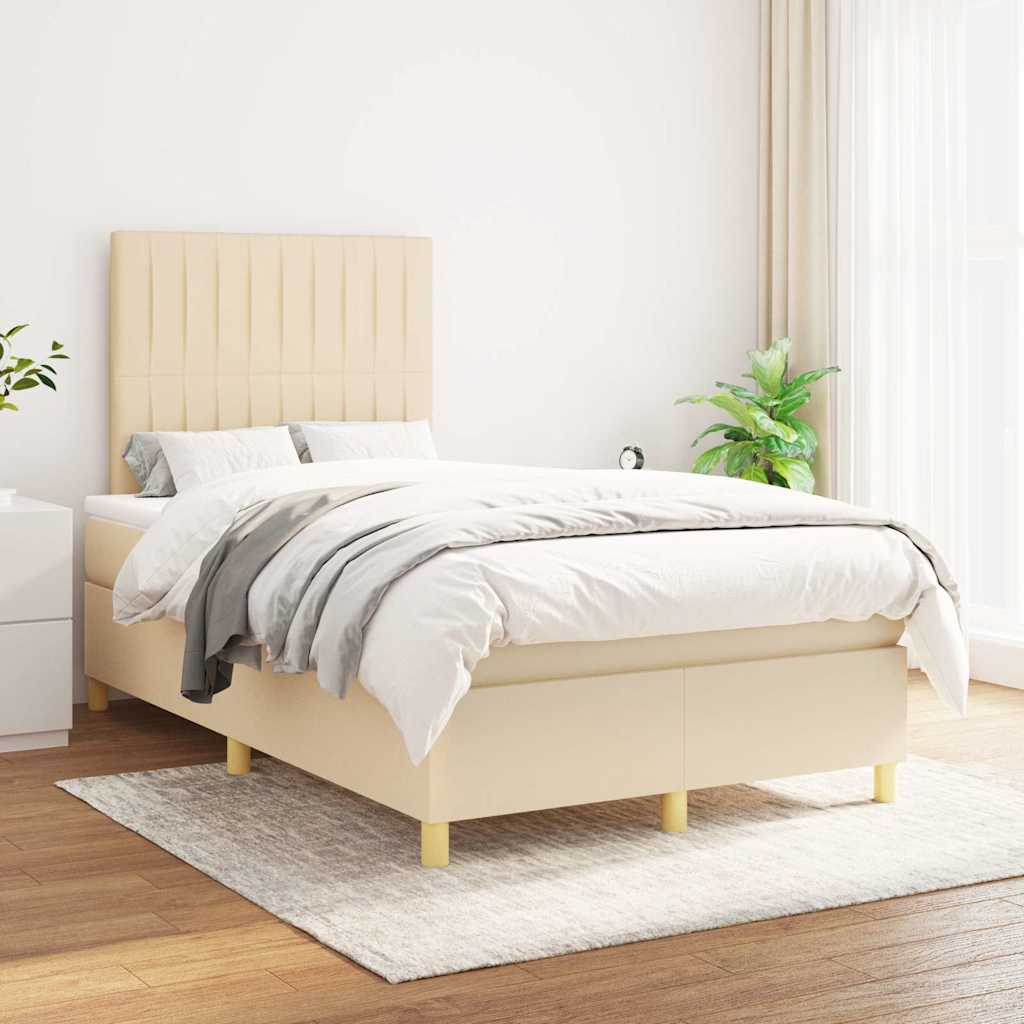 Giroletto a Molle con Materasso Crema 120x190 cm in Tessuto | homemem39