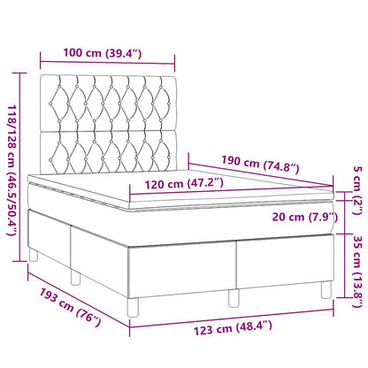 Giroletto a Molle con Materasso Tortora 120x190 cm in Tessuto | homemem39