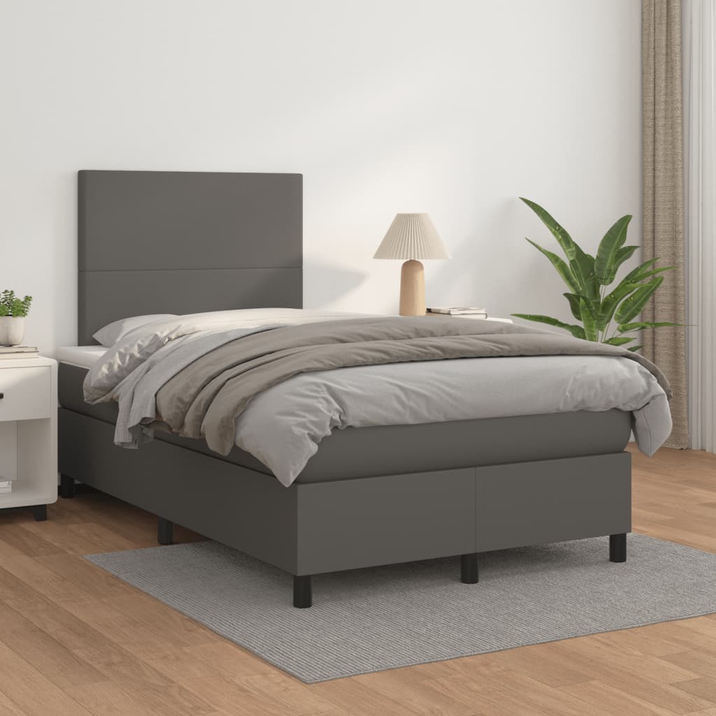 Giroletto a Molle con Materasso Grigio 120x190 cm in Similpelle | homemem39