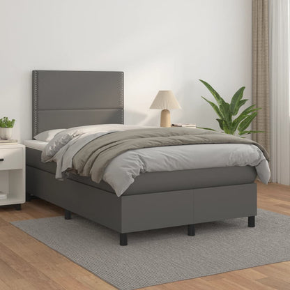 Giroletto a Molle con Materasso Grigio 120x190 cm in Similpelle | homemem39