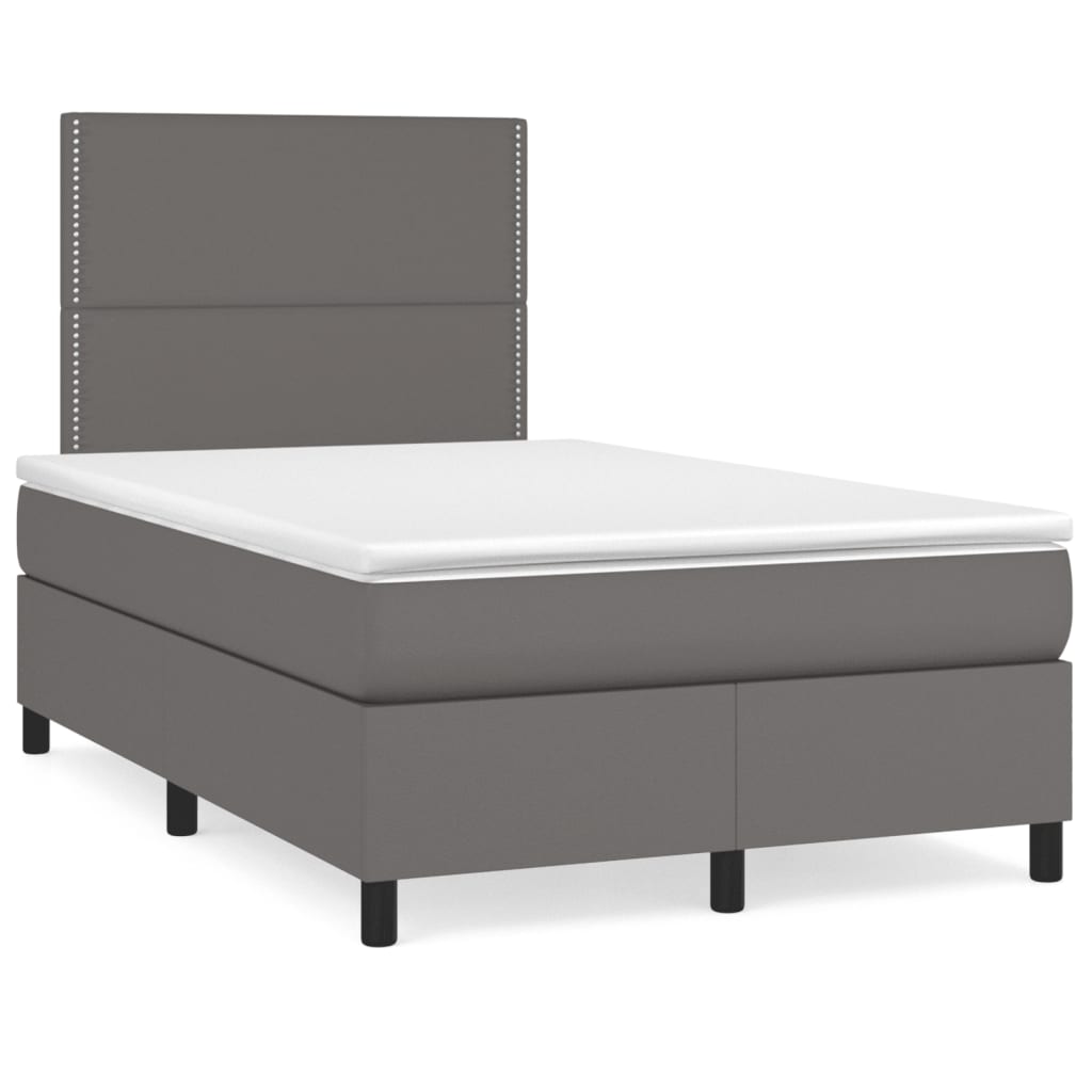 Giroletto a Molle con Materasso Grigio 120x190 cm in Similpelle | homemem39