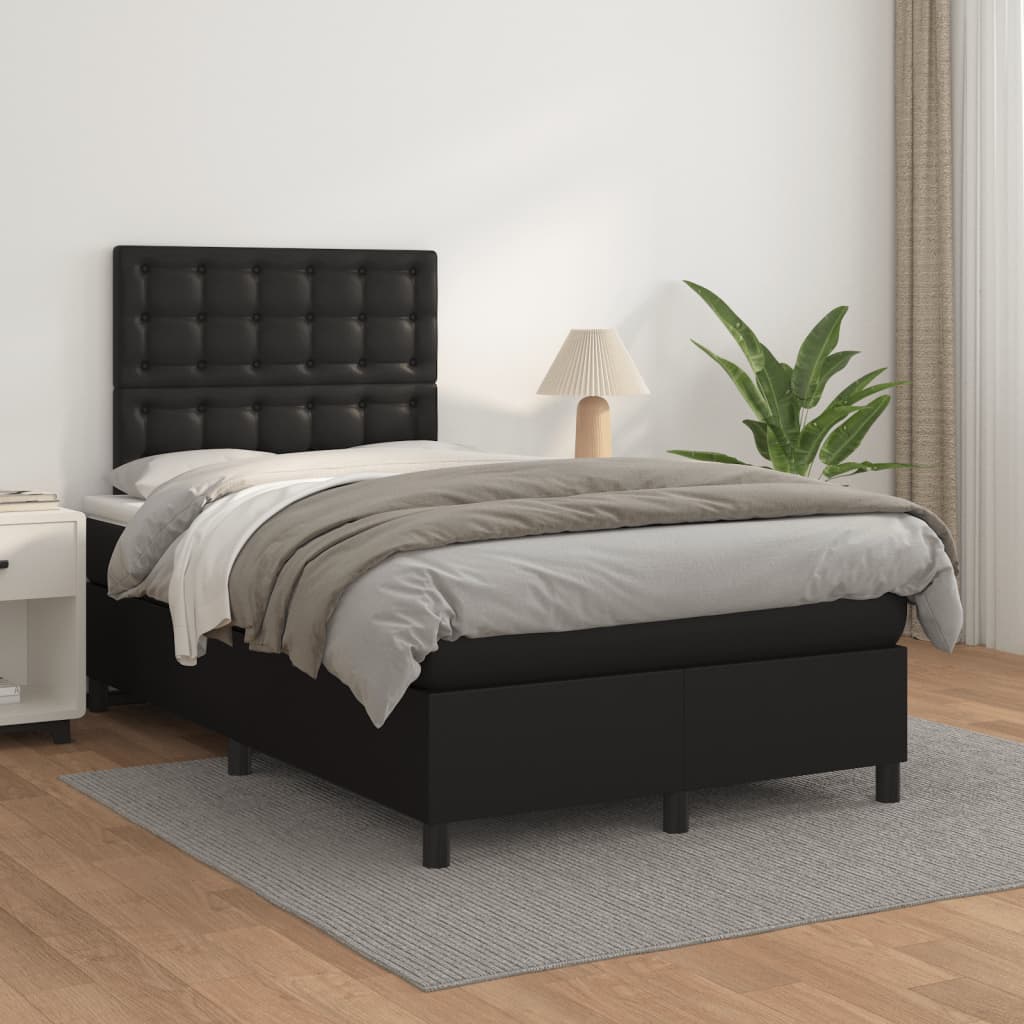 Giroletto a Molle con Materasso Nero 120x190 cm in Similpelle | homemem39