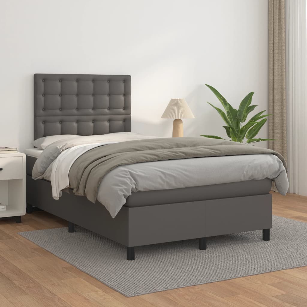 Giroletto a Molle con Materasso Grigio 120x190 cm in Similpelle | homemem39