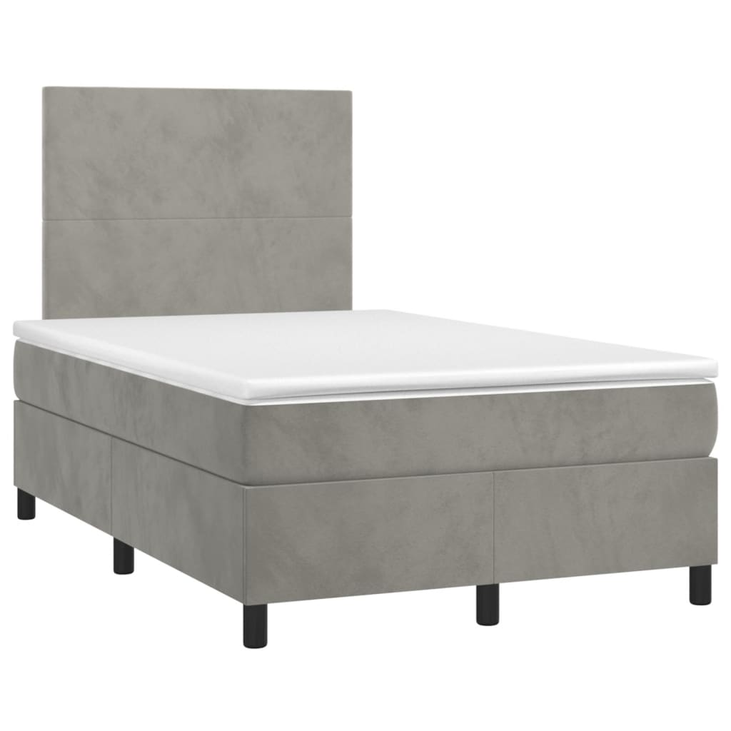 Giroletto a Molle con Materasso Grigio Chiaro 120x190cm Velluto | homemem39
