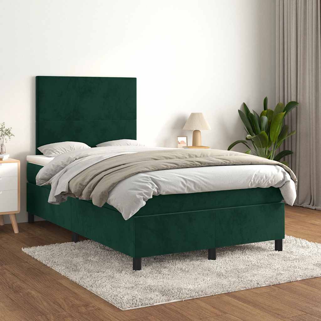 Giroletto a Molle con Materasso Verde Scuro 120x190 cm Velluto | homemem39