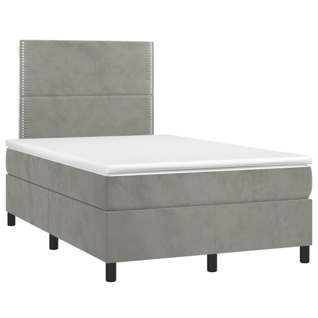 Giroletto a Molle con Materasso Grigio Chiaro 120x190cm Velluto | homemem39