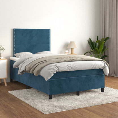 Giroletto a Molle con Materasso Blu Scuro 120x190 cm in Velluto | homemem39