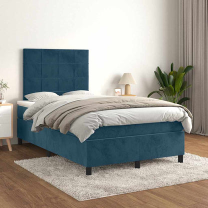 Giroletto a Molle con Materasso Blu Scuro 120x190 cm in Velluto | homemem39
