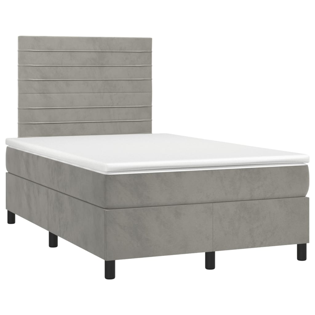Giroletto a Molle con Materasso Grigio Chiaro 120x190cm Velluto | homemem39