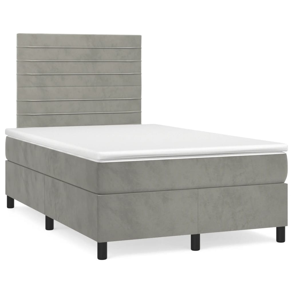 Giroletto a Molle con Materasso Grigio Chiaro 120x190cm Velluto | homemem39