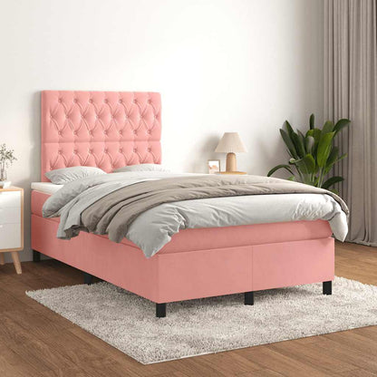 Giroletto a Molle con Materasso Rosa 120x190 cm in Velluto