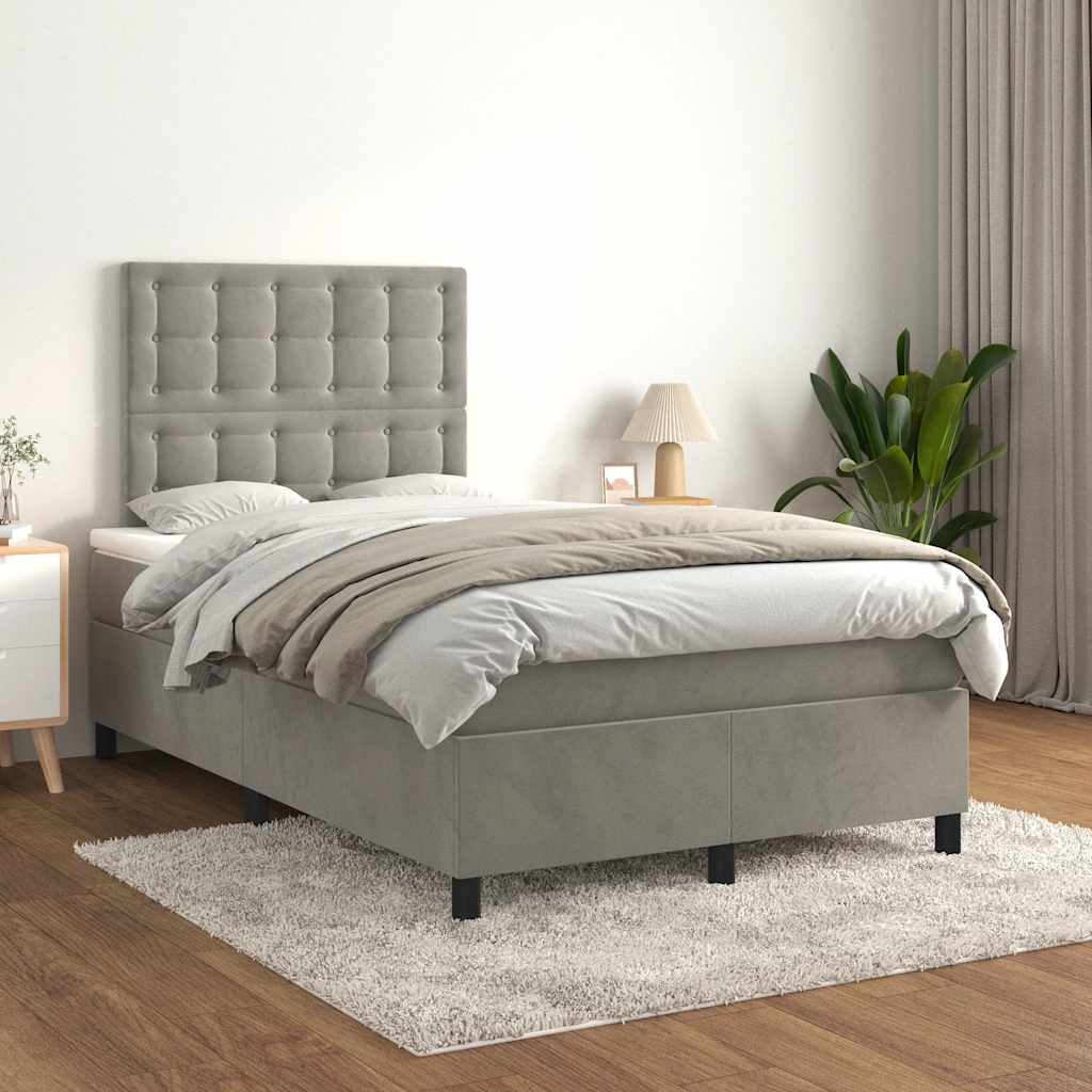 Giroletto a Molle con Materasso Grigio Chiaro 120x190cm Velluto - homemem39