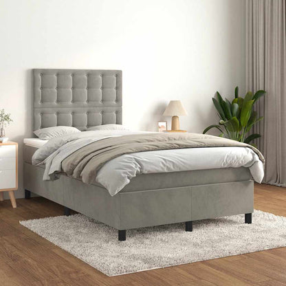 Giroletto a Molle con Materasso Grigio Chiaro 120x190cm Velluto - homemem39