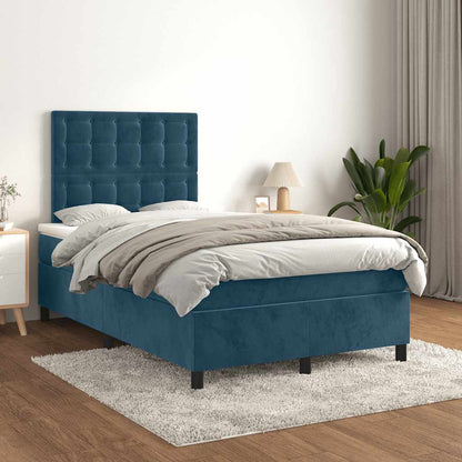 Giroletto a Molle con Materasso Blu Scuro 120x190 cm in Velluto | homemem39