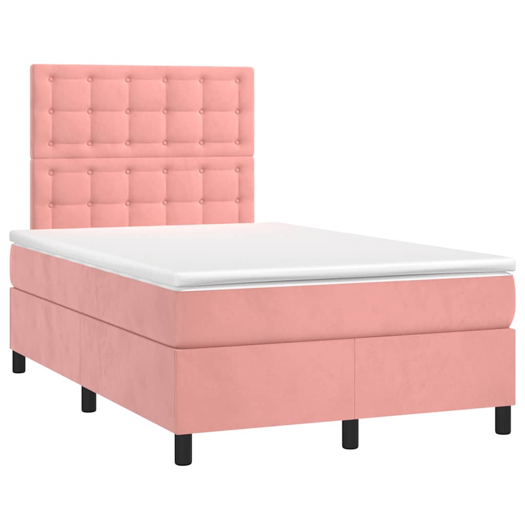 Giroletto a Molle con Materasso Rosa 120x190 cm in Velluto