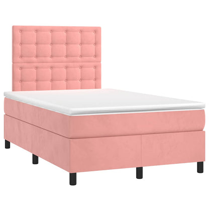 Giroletto a Molle con Materasso Rosa 120x190 cm in Velluto