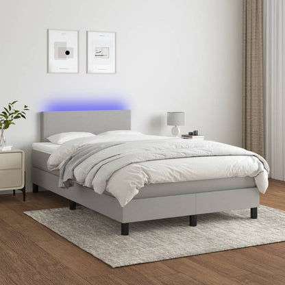 Letto a Molle Materasso e LED Grigio Chiaro 120x190 cm Tessuto - homemem39
