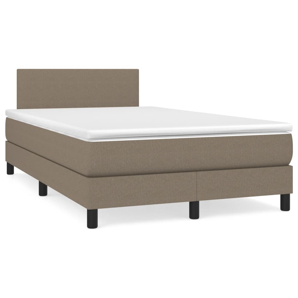 Letto a Molle con Materasso e LED Tortora 120x190 cm in Tessuto - homemem39