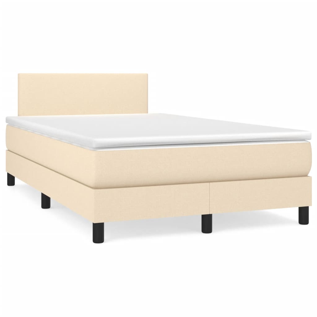 Letto a Molle con Materasso e LED Crema 120x190 cm in Tessuto - homemem39