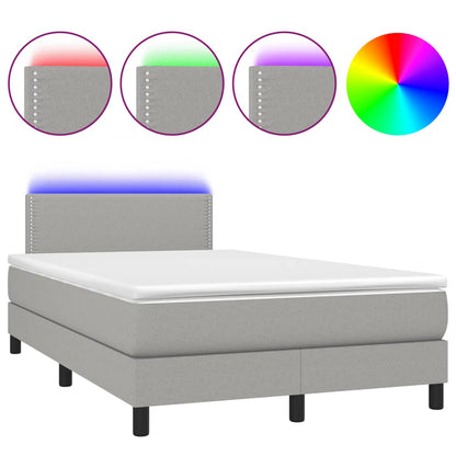 Letto a Molle Materasso e LED Grigio Chiaro 120x190 cm Tessuto - homemem39