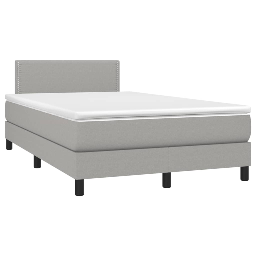 Letto a Molle Materasso e LED Grigio Chiaro 120x190 cm Tessuto - homemem39