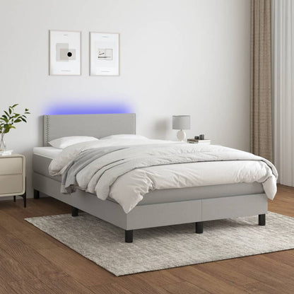 Letto a Molle Materasso e LED Grigio Chiaro 120x190 cm Tessuto - homemem39