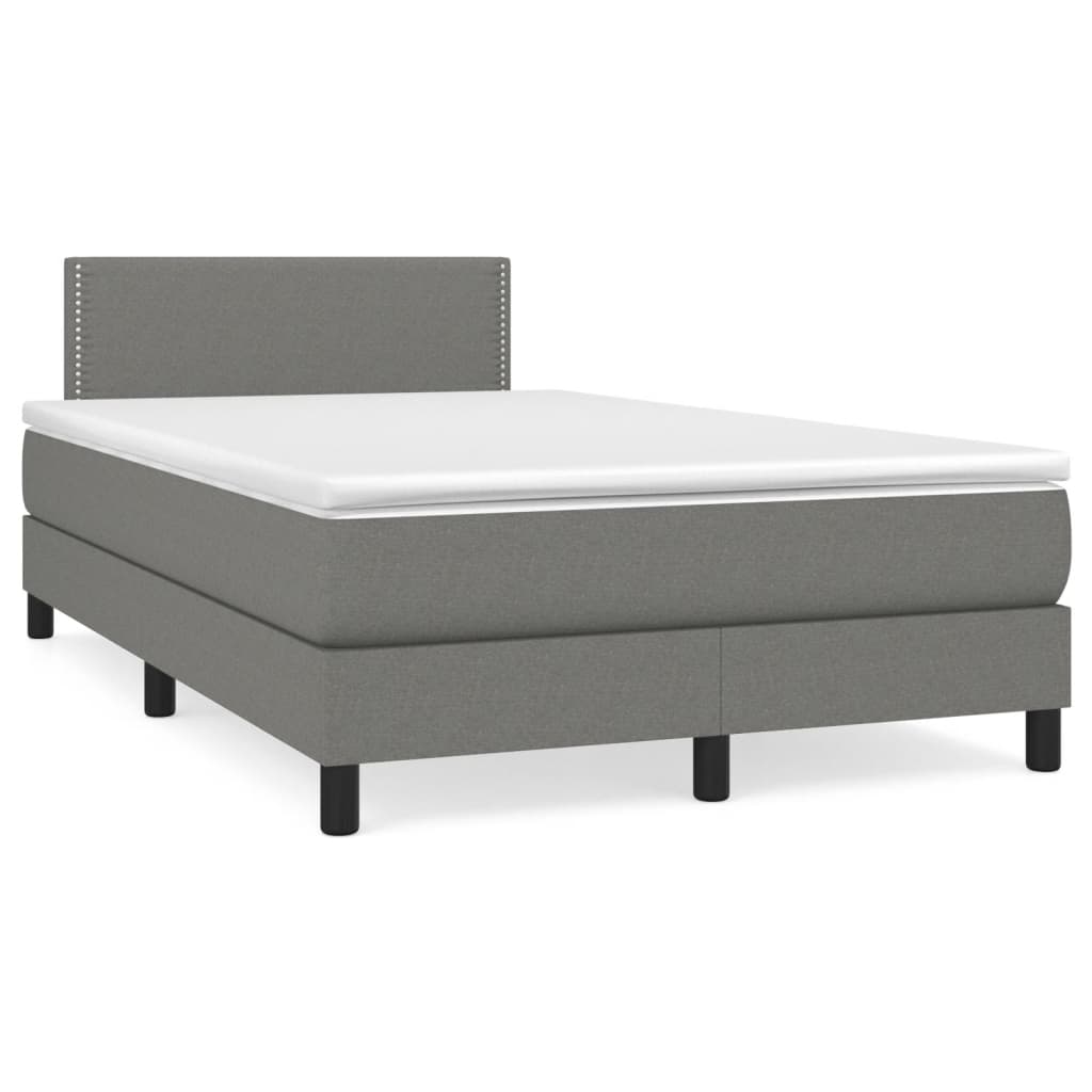 Letto a Molle Materasso e LED Grigio Scuro 120x190cm in Tessuto - homemem39