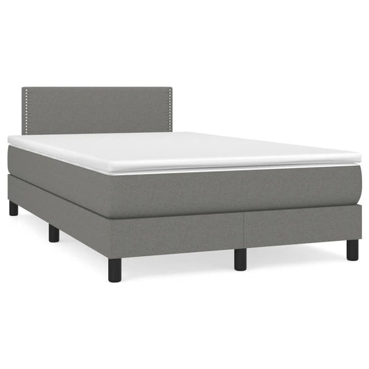 Letto a Molle Materasso e LED Grigio Scuro 120x190cm in Tessuto - homemem39