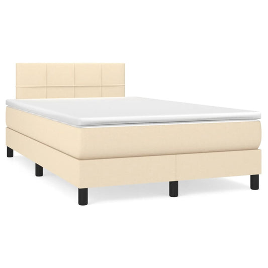 Letto a Molle con Materasso e LED Crema 120x190 cm in Tessuto - homemem39