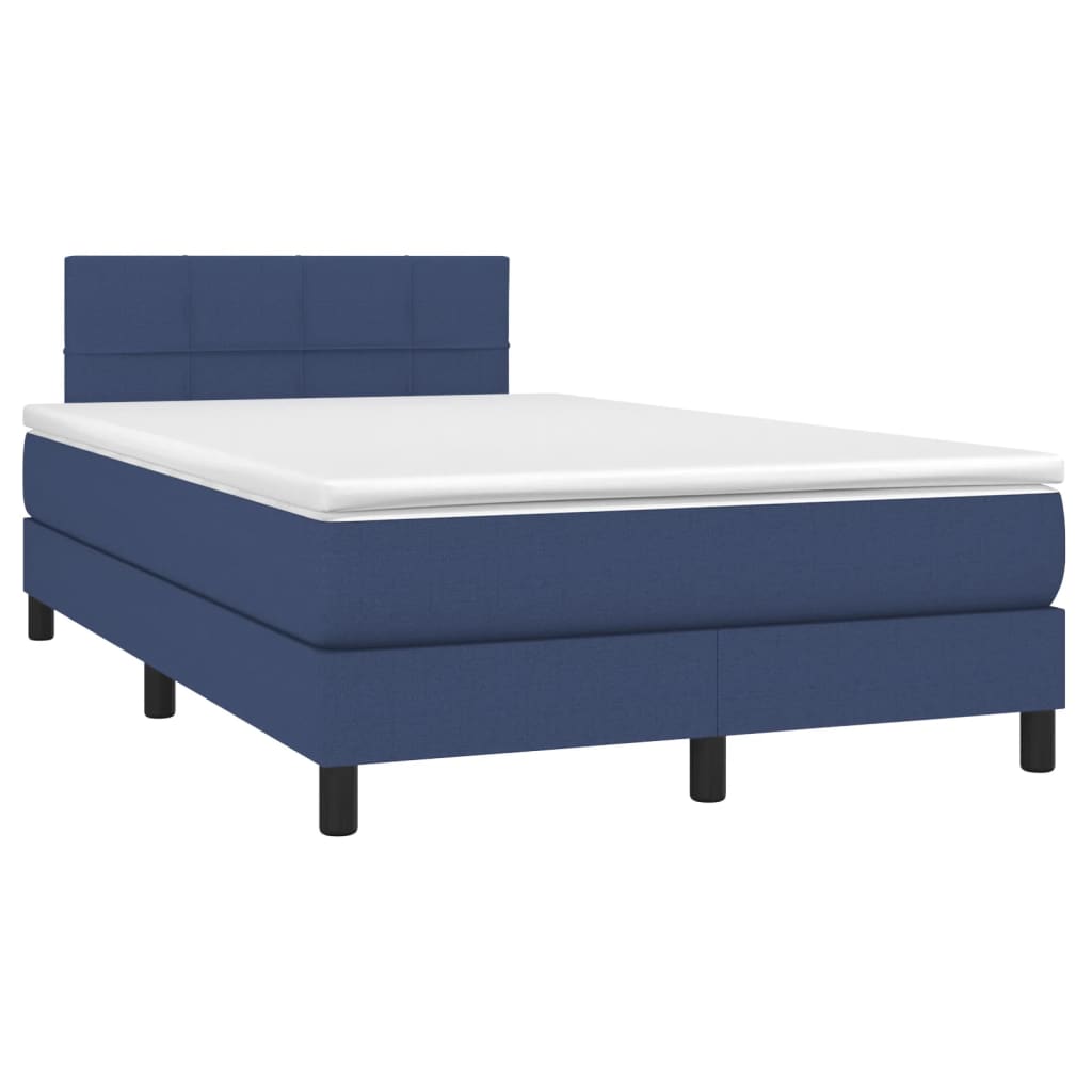 Letto a Molle con Materasso e LED Blu 120x190 cm in Tessuto | homemem39