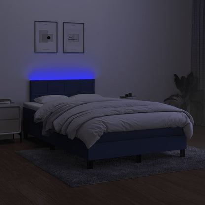 Letto a Molle con Materasso e LED Blu 120x190 cm in Tessuto