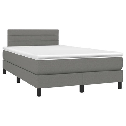 Letto a Molle Materasso e LED Grigio Scuro 120x190cm in Tessuto - homemem39