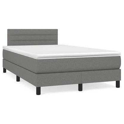 Letto a Molle Materasso e LED Grigio Scuro 120x190cm in Tessuto - homemem39