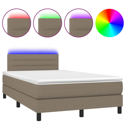 Letto a Molle con Materasso e LED Tortora 120x190 cm in Tessuto - homemem39