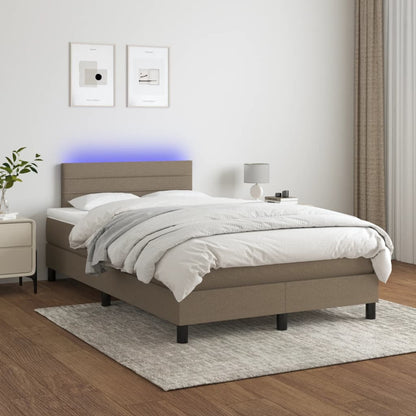Letto a Molle con Materasso e LED Tortora 120x190 cm in Tessuto - homemem39
