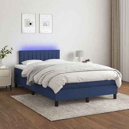 Letto a Molle con Materasso e LED Blu 120x190 cm in Tessuto | homemem39