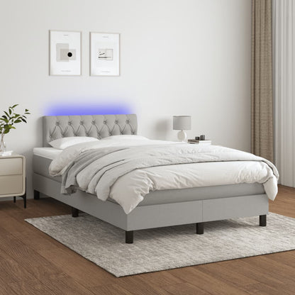 Letto a Molle Materasso e LED Grigio Chiaro 120x190 cm Tessuto - homemem39