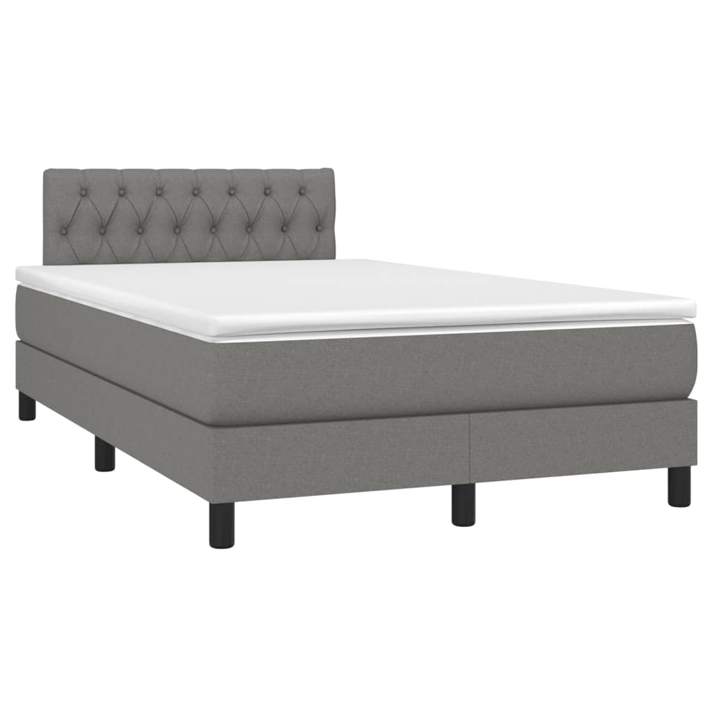 Letto a Molle Materasso e LED Grigio Scuro 120x190cm in Tessuto - homemem39